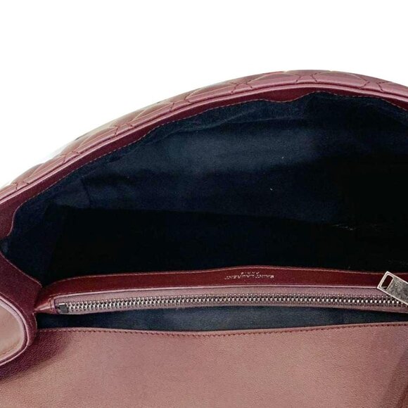 Yves Saint Laurent  Envelope Large Mixed Matelasse Leather Shoulder Bag Burgundy - Picture 13 of 16